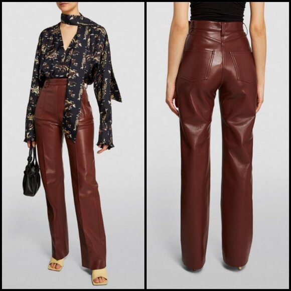 💕NANUSHKA💕 Regenerated Leather Pants - Mahogany Brown Medium M NWT - Picture 8 of 16